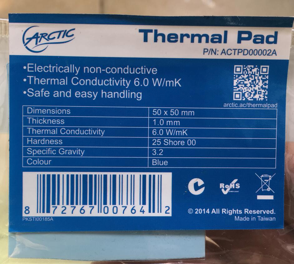 ARCTIC AC Thermal pad 6.0 W/mK 1.0mm High Efficient thermal conductivity Original authentic Arctic Thermal pad