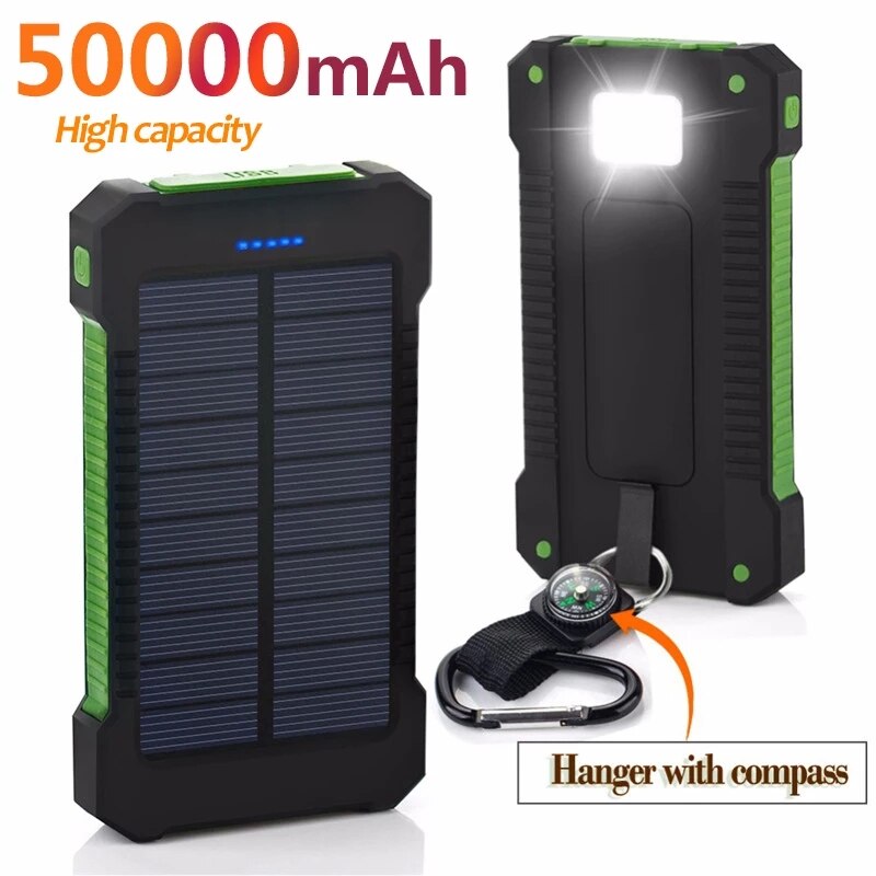Hochwertige solar-powerbank mit 5000 mah, wasserdichtem gehäuse, dual-usb-smartphone-ladegerät, externer box, taschenlampe und powerbank für  i13 personen