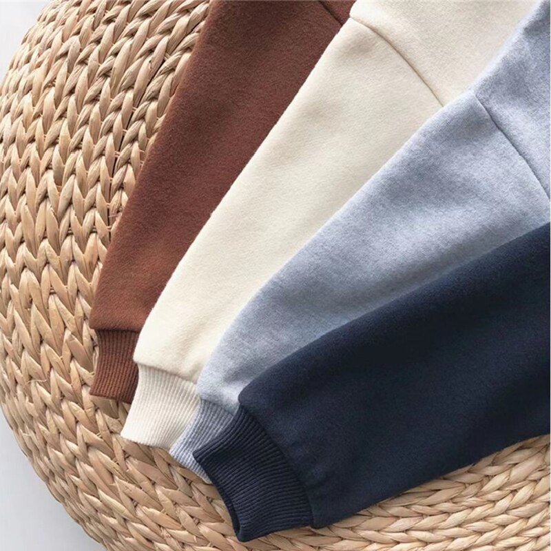 Sudaderas con capucha para bebé, niño y niña, sudadera con letras lisas, Tops gruesos y cálidos, ropa para niño y niña, Disfraces para Otoño e Invierno