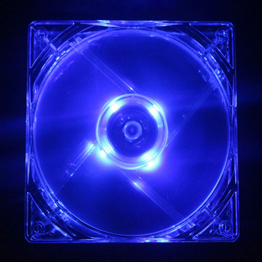 PC Computer CPU-ventilator 80 mm koelventilator met blauw kleurrijk licht 8025 8 cm Stil DC 12 V 4 LED lichtgevende chassisventilator behuizing koeler: Bruin