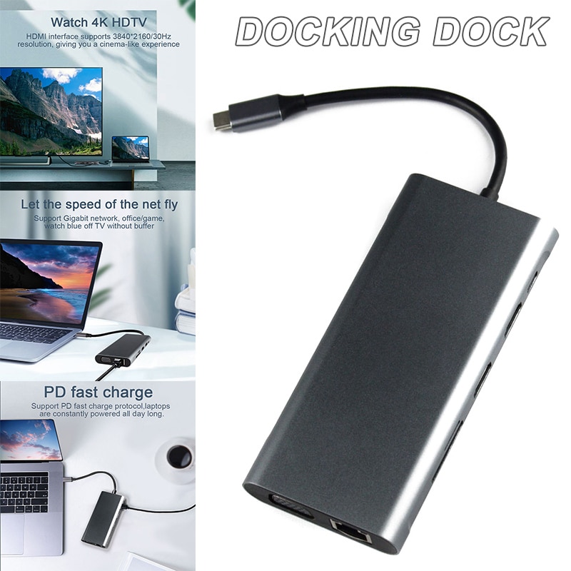 USB C Hub Laptop Docking Station Typ C Adapter Multifunktions für Windows Computer @ JH