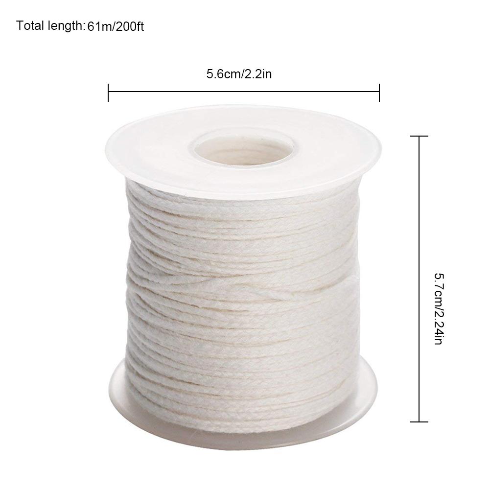 61M/200ft White Candle Wick Cotton Candle Woven Wick Wax Core Spool DIY Handmade Candle Making Material Oil Lamps Wick