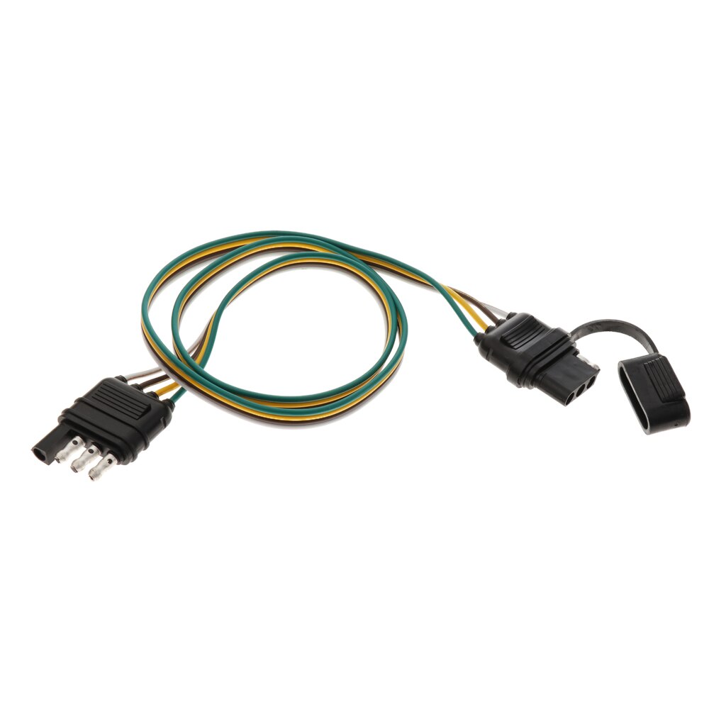 Auto Replacement 4 Pin RV Trailer Light Wiring Plug Adapter Flat Wire Connector With 32''cm Cable