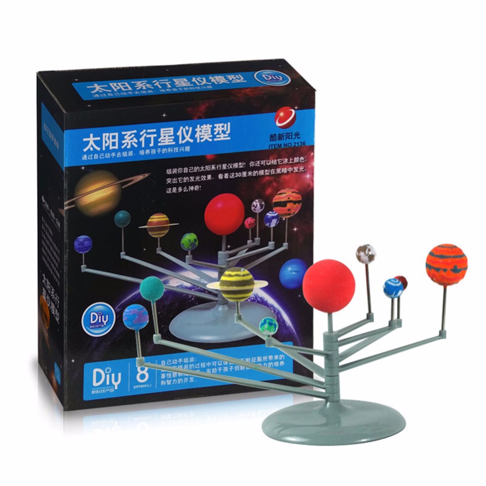 1 Pc/Box Fasinating Interesting Manual DIY 9-Planet Solar-System Model Planetarium for Children Physics & Mathematics Education