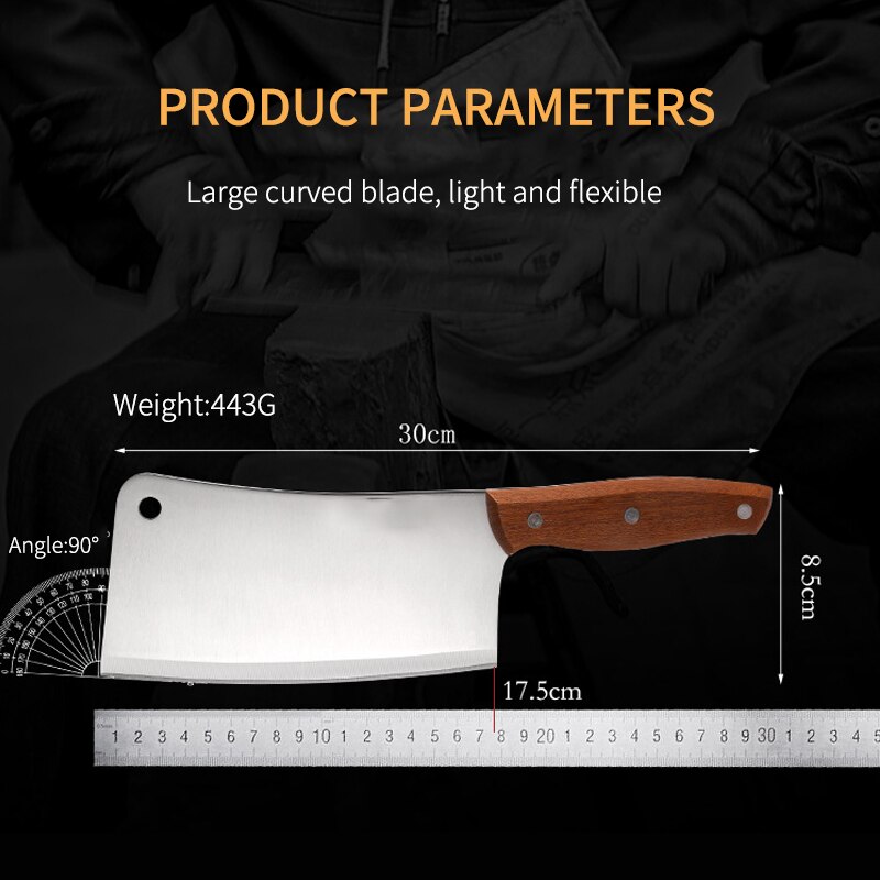 Big Bone Knives Chopping Knife 780g Stainless Steel Cleaver 5mm Blade Chopping Kitchen Knives Cutting Pork Bone 5Cr13mov Cutlery: Chocolate