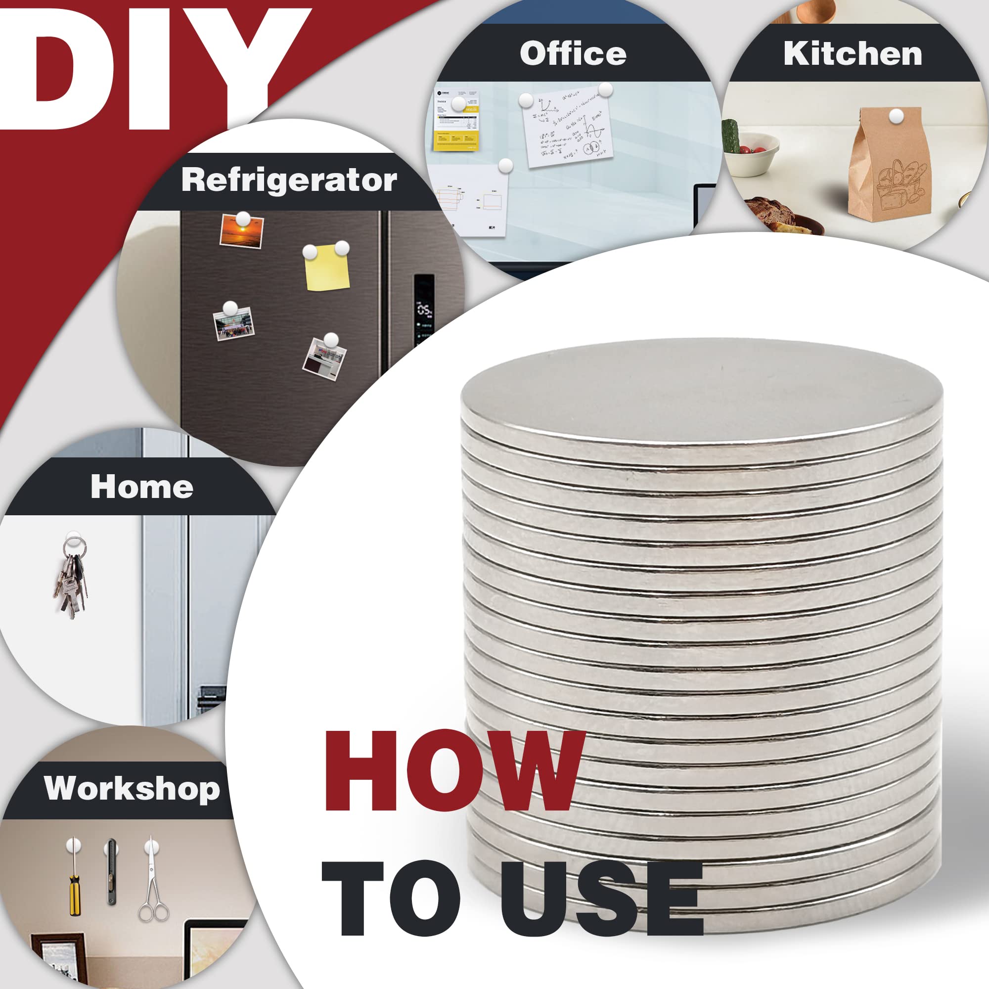 Imanes pequeños para nevera, imanes de pizarra blanca, manualidades, oficina, 20x1mm