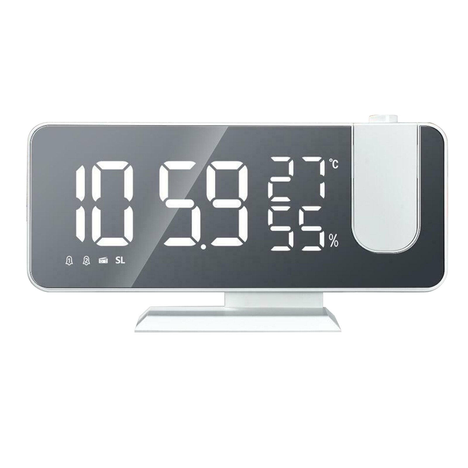 Reloj con alarma Digital LED WXV, reloj con pantalla de temperatura y humedad para proyectar Radio: Blanco