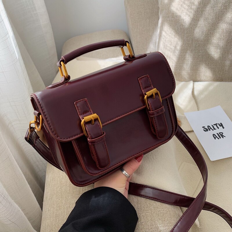 Sac à main Vintage carré en cuir PU pour femmes, sacoche tendance de styliste, sacoche à bandoulière Portable,: Bourgogne