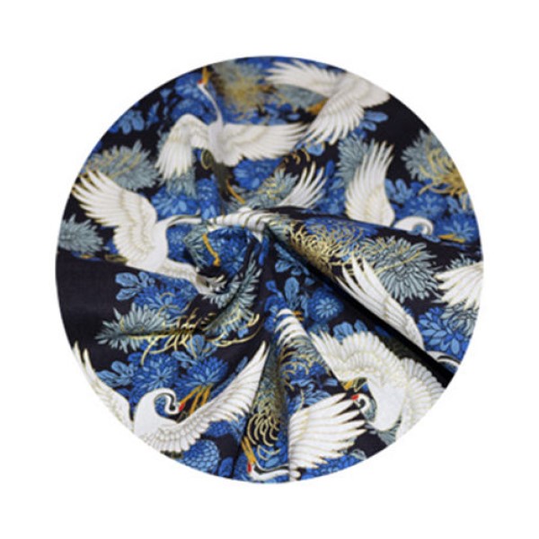 Pañuelo de estilo japonés Furoshiki, Material de tela de algodón, patrón de grúa, un lado impreso, Bento, para envolver, muchos usos, 2 piezas: Blue