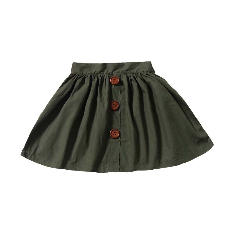 Mini jupes d'été couleur bonbon pour filles | Jupes Mini à boutons, printemps pour bébés filles, mignons et solides: Vert armée / 3T