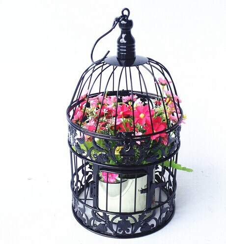 Cage à oiseaux en fer forgé blanc, décoration à la , cage à oiseaux suspendue