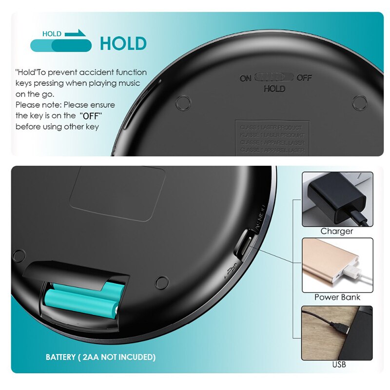 Portable CD Player Shockproof Hifi Music Player with Earphone Reproductor CD Lecteur Walkman Player for Car