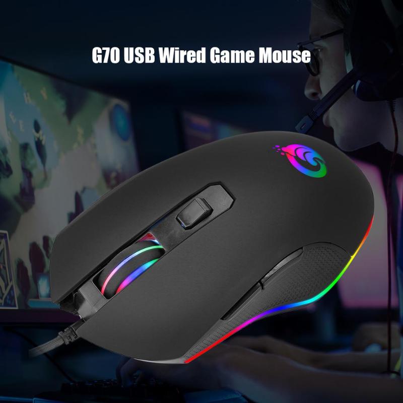 G70 Usb Rgb Backlit Gaming Mouse 3600 Dpi Optische Bedrade Muis 6 Knop Muizen Voor Pc Laptop Muis Spel