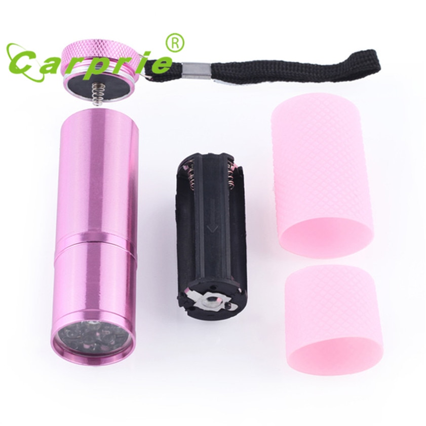 Super Mini Aluminum UV Ultra Violet 9 LED Flashlight Torch Light Lamp Black 170119