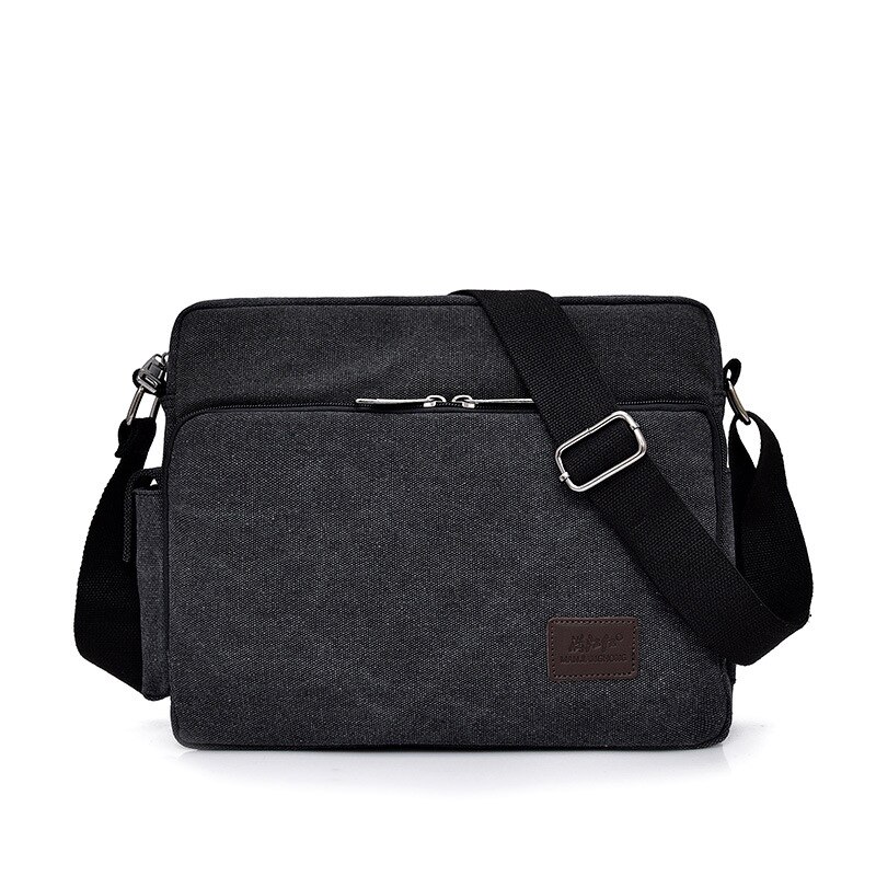 Canvas Multifunction Mens Messenger Shoulder Bags Solid Briefcases Suitcase Card Pocket For Men Women Office Outdoor Travel: Black