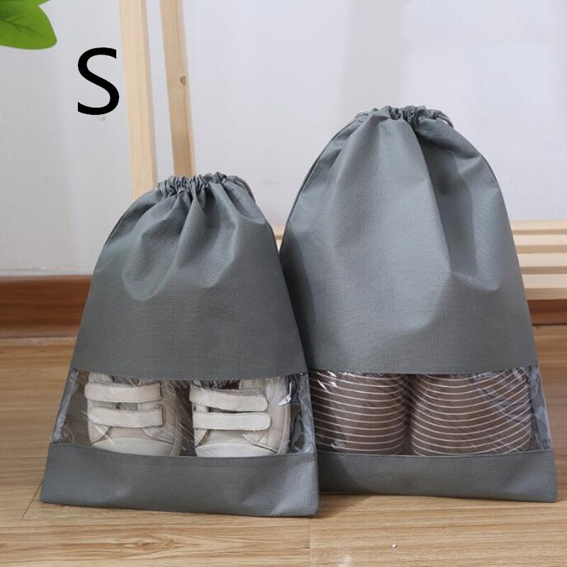 Nyeste vandtætte sko taske pose opbevaring rejsetaske ikke-vævet tøjvask organisator bærbar tote snor taske arrangør dækning: B grå s