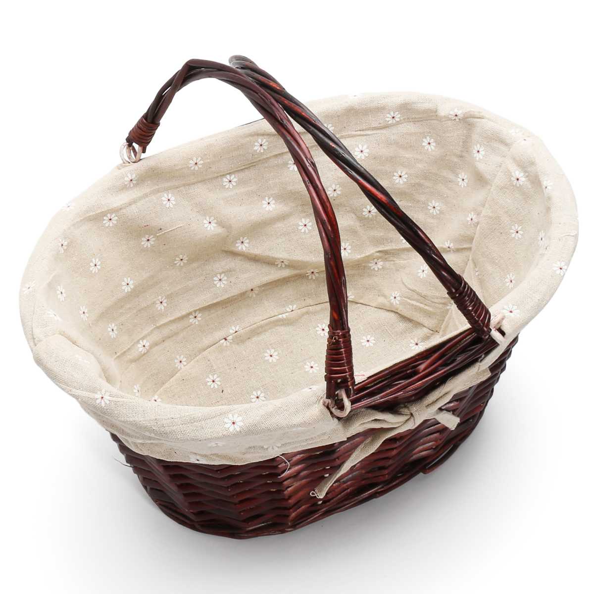 Praktische handgemaakte rieten mand rieten kampeerpicknickmand boodschappenmand opbergmand en handvat houten gekleurde rieten picknickmand