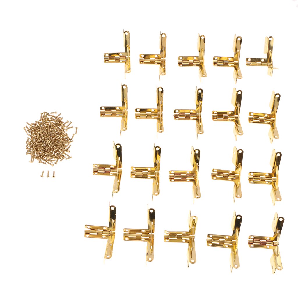 20pcs 90 Degree Angle Support Spring Hinges Door Hinge for Small Jewelry Wine Case Cabinet Watch Box Wooden Lid