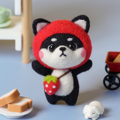 Jiwuo Wool Felt Kit Needle Felting Kit Animal Pet Doll for Needle Material Bag Pack for Beginner Non Finished Wool Felt Package: 3