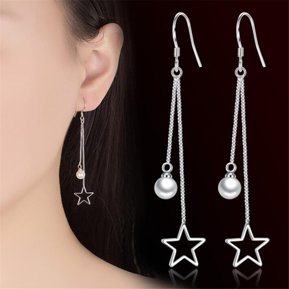 NEHZY 925 Stamp Sterling silver Woman Earrings decorated tassel pearl silver earrings long exaggerated wild ears earrings
