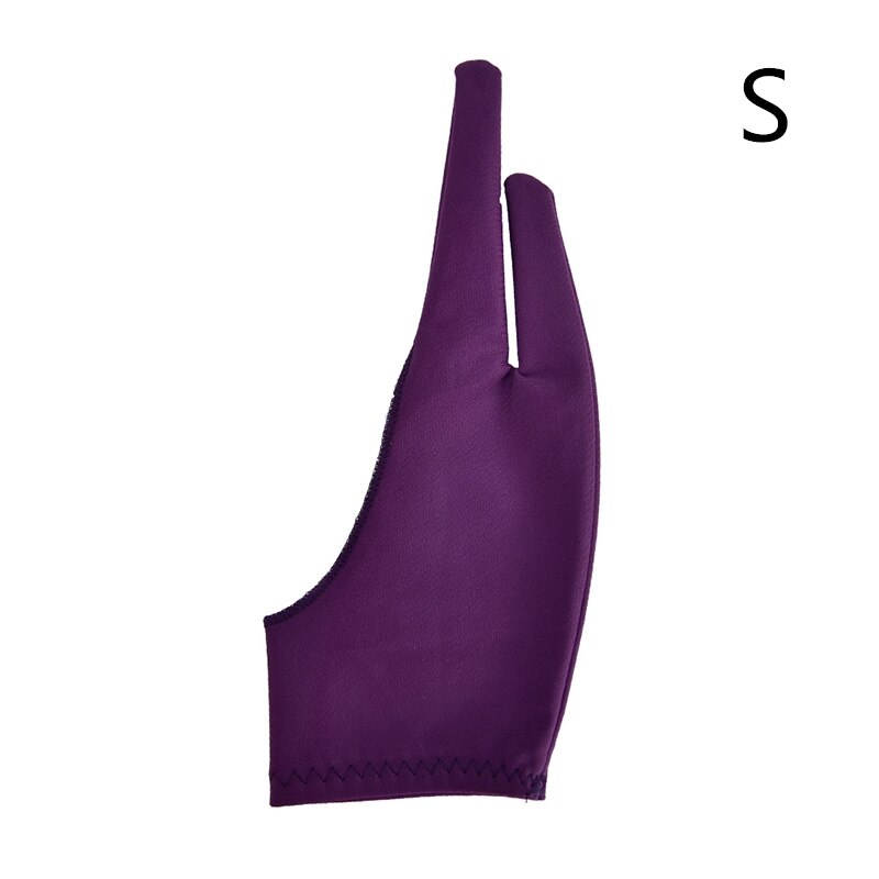 1pcs 18.5cm Black Artist Drawing Glove For Any Graphics Drawing Tablet 2 Finger Anti-fouling,both For Right And Left Hand Size S: Purple S