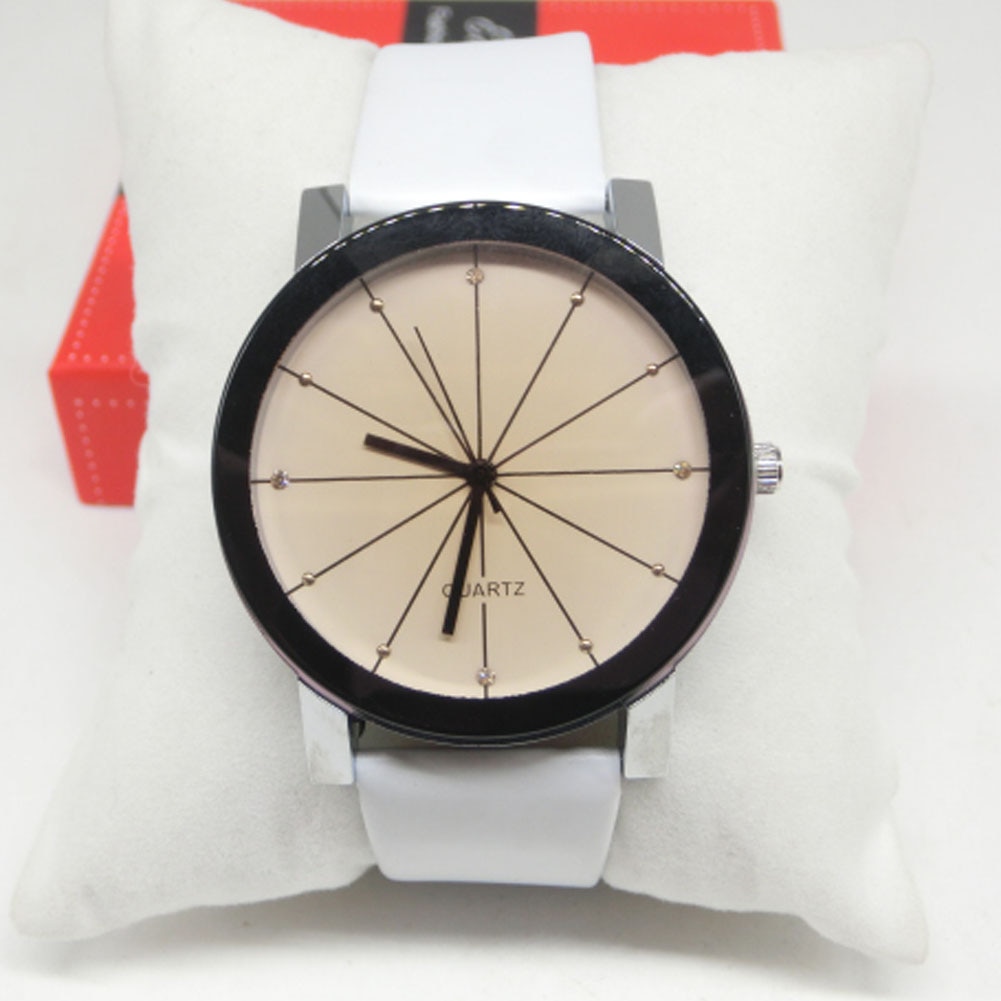 Reloj de pulsera sencillo e informal para hombre y mujer, banda de reloj de piel sintética, esfera redonda, para parejas, XRQ88