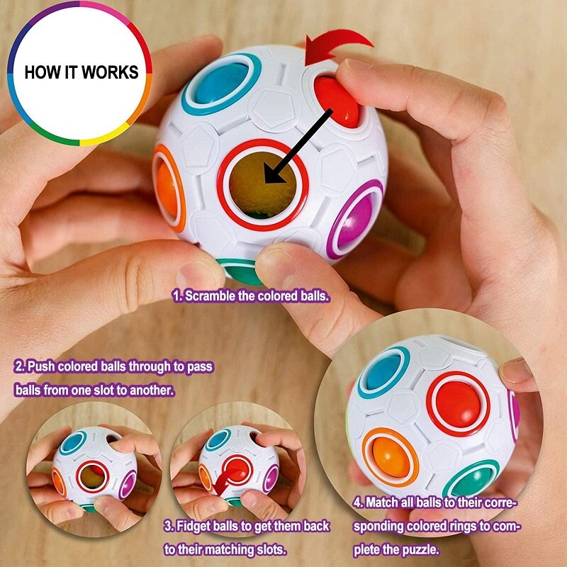 Antistress Cube Rainbow Bal Puzzels Voetbal Magische Kubus Educatief Fidget Speelgoed Voor Kinderen Adult Kids Stress Reliever Speelgoed