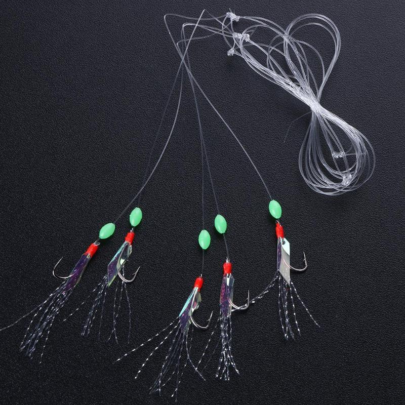 5pcs Simulation Barbed Sabiki Hook Rigs Size 6 for Lure Fishing Accessories