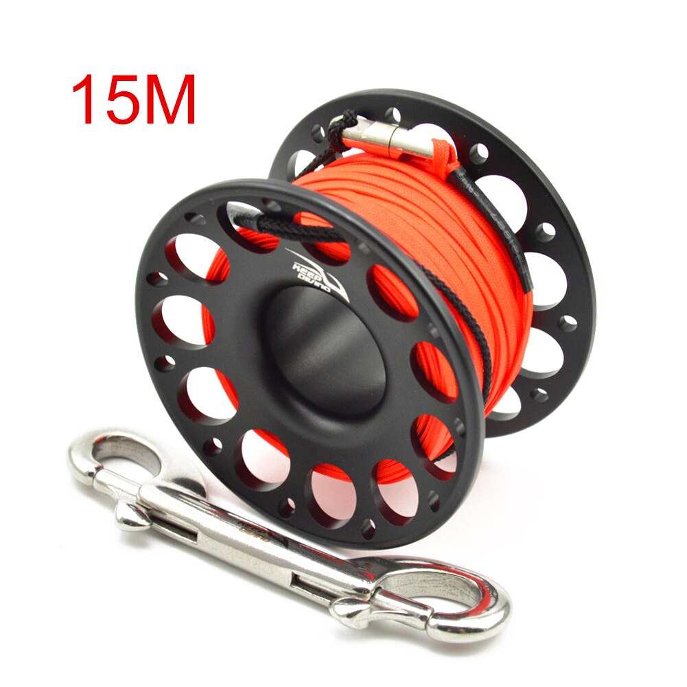 15m 30m Scuba Diving Spool Finger Reel for Underwater Fishing Cave Dive double ended hook SMB Equipment Cave Dive: 15M black