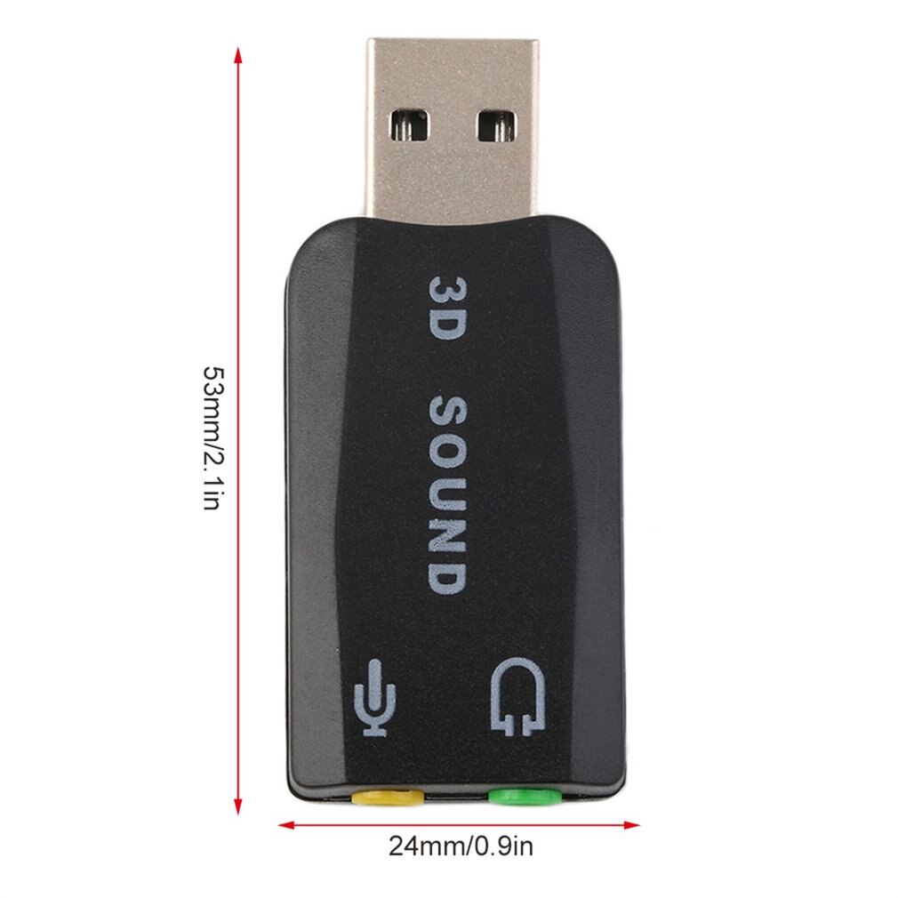 Durable Lightweight Plug &amp; Play USB 2.0 to 3D for Mic Speaker Audio Headset Sound Card Adapter 5.1 Channels for PC Laptop