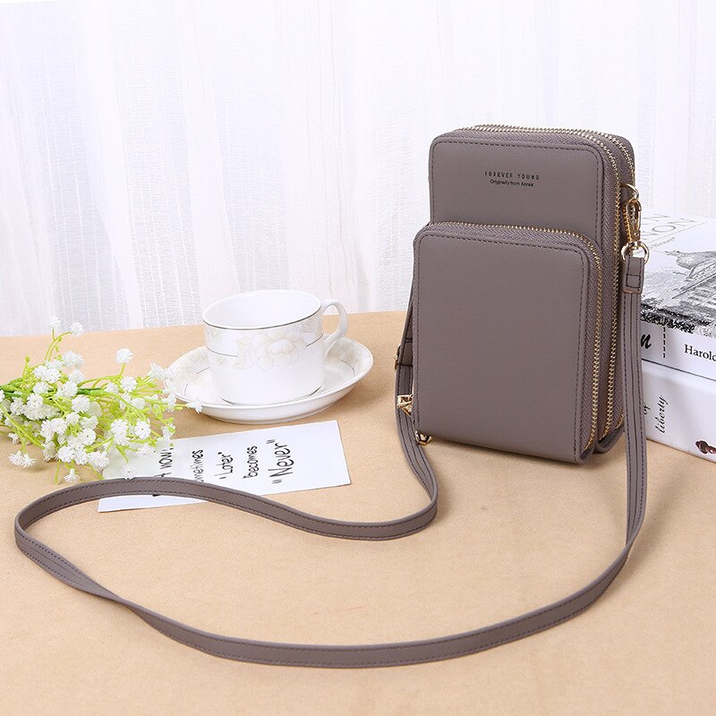 Women Wallet Crossbody Cell Phone Shoulder Bag Daily Use Card Holder Mini Summer Shoulder Bag: Dark Grey