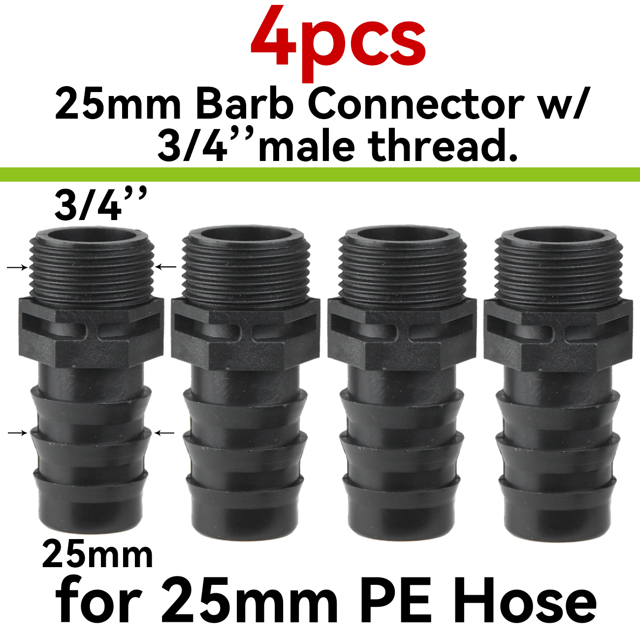 Barb Adapter Tee Elbow 16mm 20mm 25mm PE Hose To 1/2" 3/4" Male Female Thread Connector Garden Drip Irrigation Watering System: light yellow