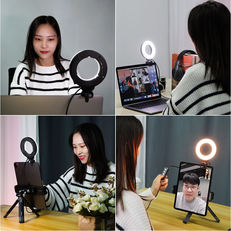Vijim CL06 4 ''/10Cm 3200K-6500K Led Ring Licht Met Clip Vullen Licht Voor ipad/Laptop Online Vergadering Conferentie Licht