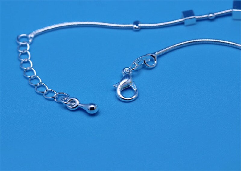 Top Meisjes Vierkante Enkelbanden Voor Vrouwen Sieraden Mode 925 Sterling Zilveren Armband Lady Accessoires Zilveren Bijou Lady