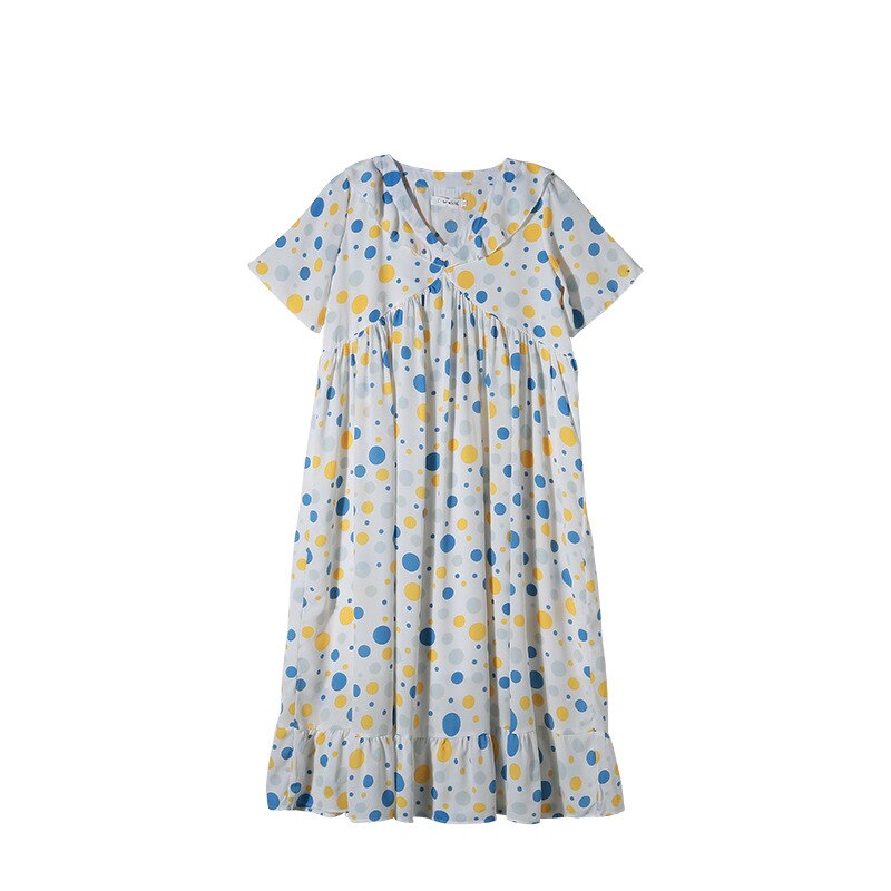 Summer Korean Maternity Long Dress A Line Clothes for Pregnant Women Sweet Polka Dot Pregnancy