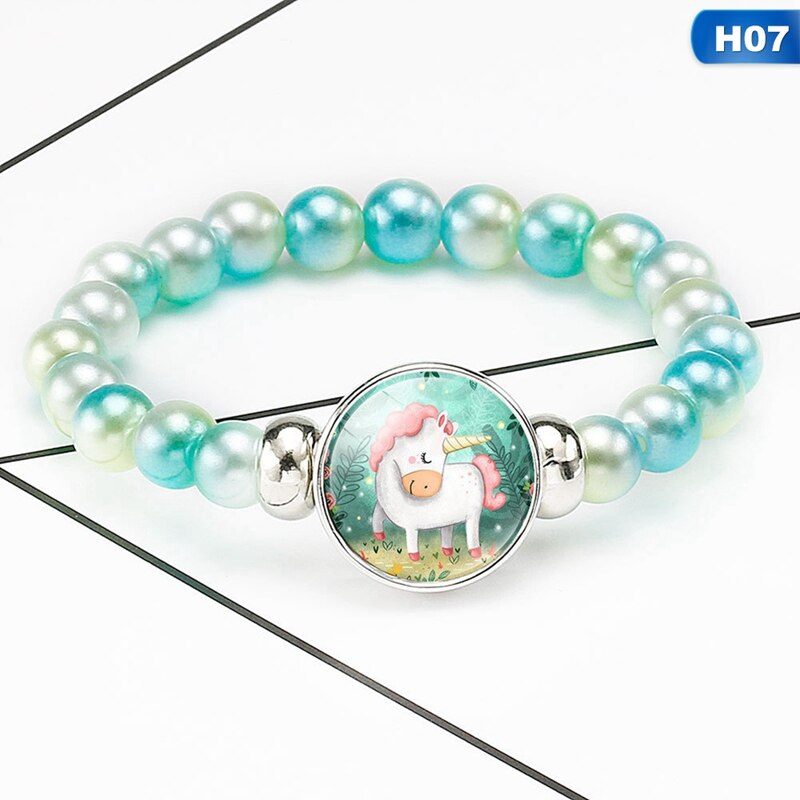 freundlicher Karikatur Einhorn Armbänder Schnur Schmuck Stein Armreif Einhorn Perlen Armbinde Geburtstag Partei freundlicher Armbinde: 07