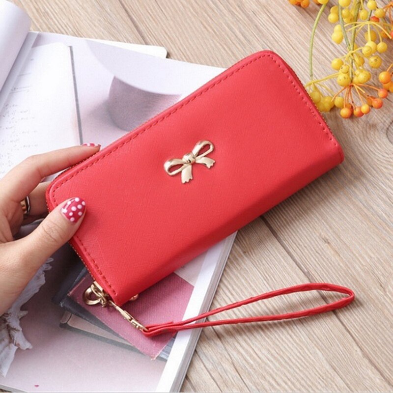 Raccoglitore lungo delle Donne di Cuoio Della Borsa e Del Raccoglitore Della Signora di Disegno Del Partito di Frizione Titolare della Carta Femminile Carteras Bolsos De Mujer 2020: red 2
