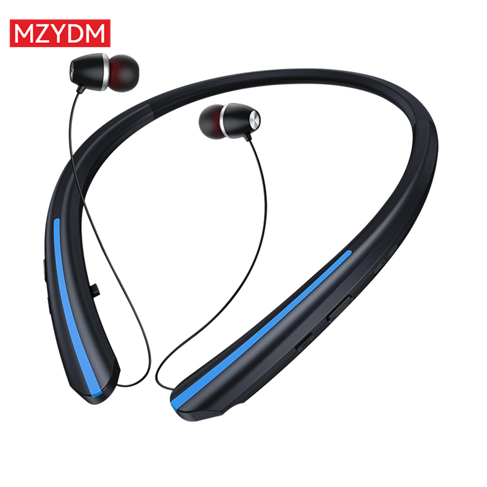 Bluetooth Neckband Headphones HX801 Noise Cancelling Sports Earbuds Waterproof HiFi Stereo Bass Wireless Headset Earphones: Blue
