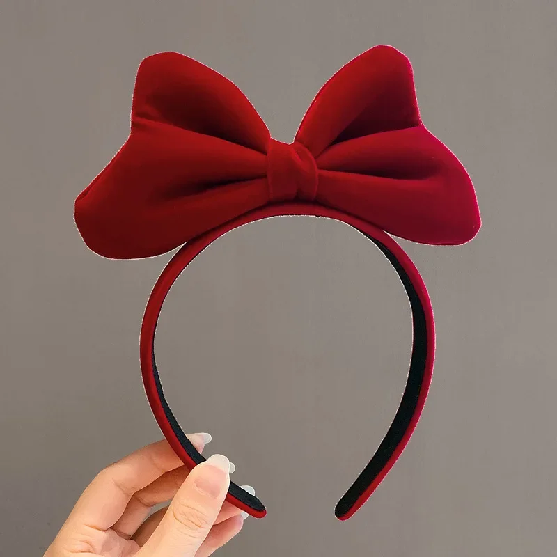 Diadema de terciopelo con lazo para niña y mujer, banda para el pelo suave y grande, accesorios para el cabello para , novedad: Color vino