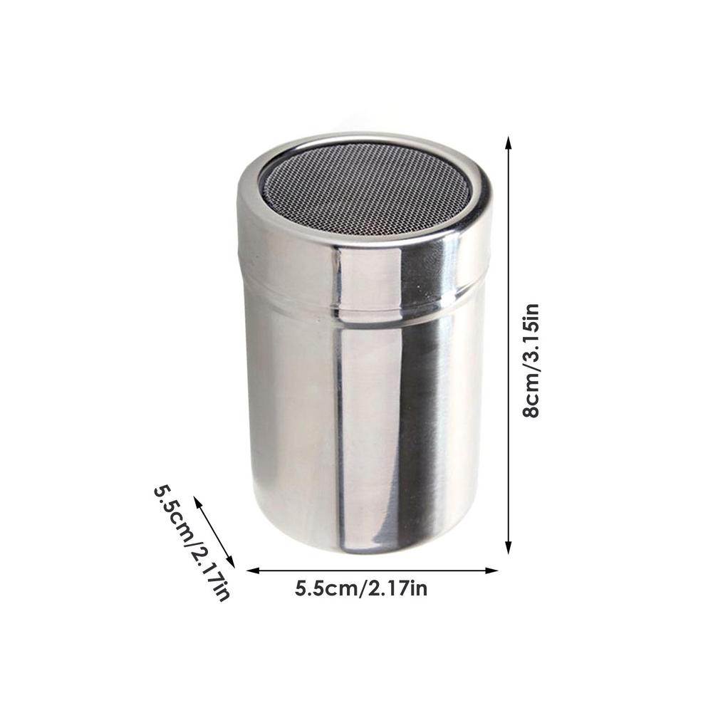 Agitatore per setaccio per farina di zucchero in polvere di cacao e caffè in acciaio inossidabile ottavino e grande con coperchio