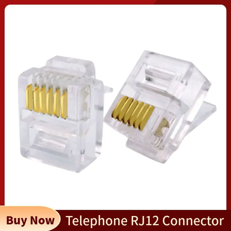 RJ12 Connector 6P6C Modular Head Phone Cable Plug Gold Plated Crimp Network RJ 12 Telephone Connectors Crystal Plugs