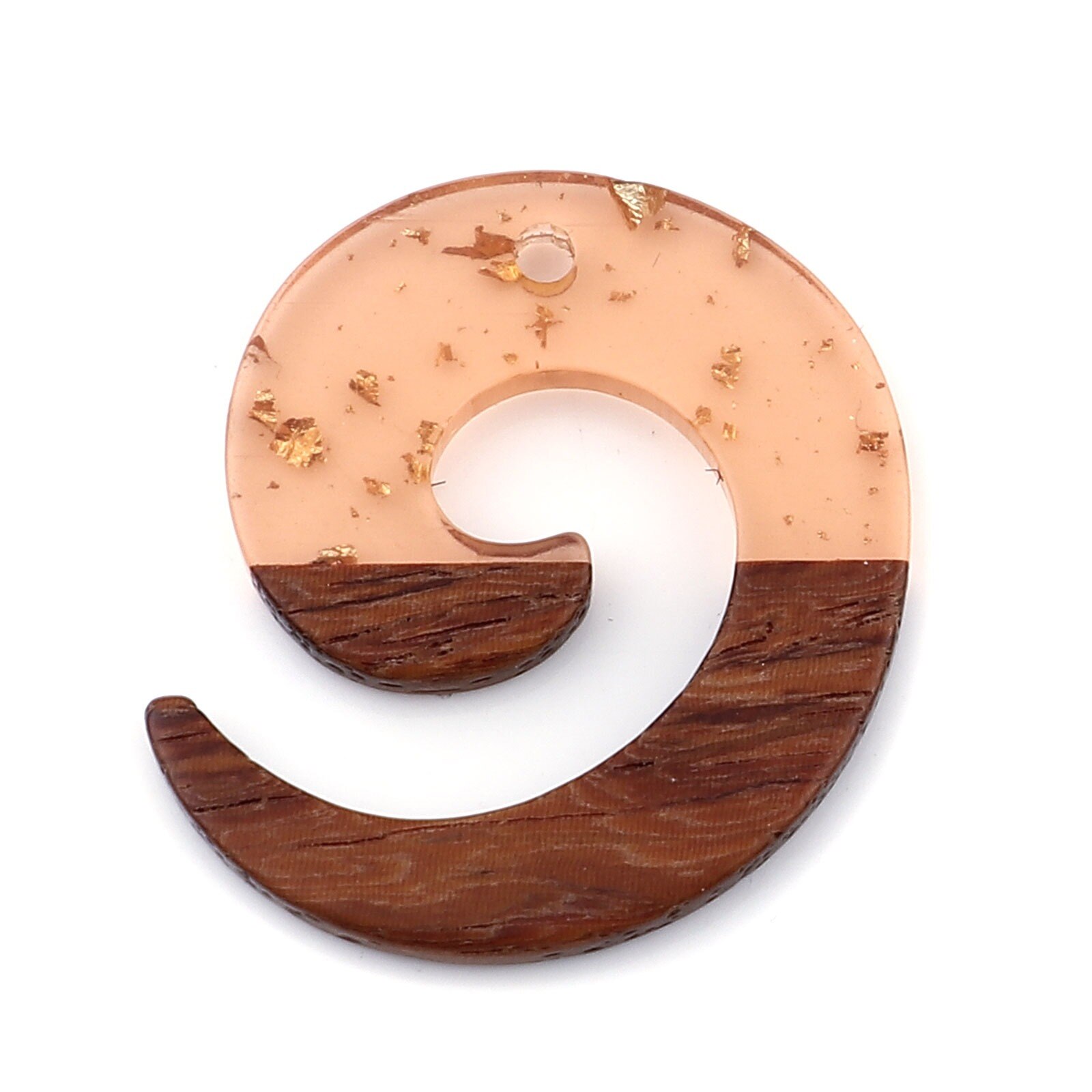 DoreenBeads – pendentifs faits à la main en résine et bois naturel, breloques tourbillon pour fabrication de boucles d'oreilles, bijoux 28x24mm, 3 pièces: Orange