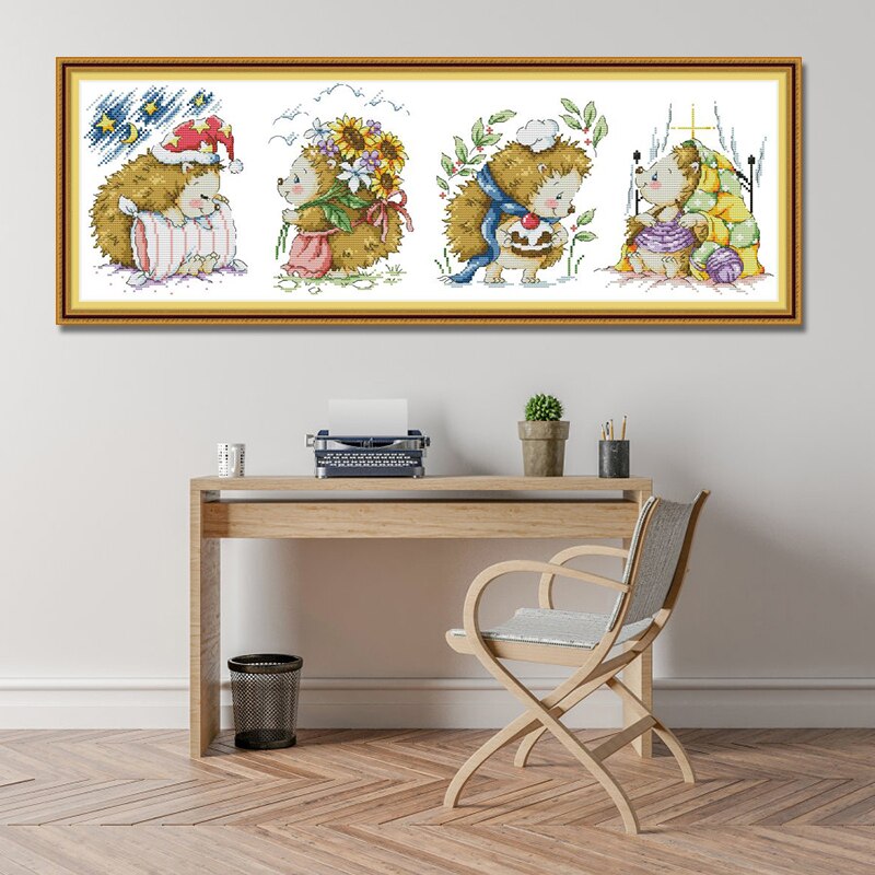 Geluksvogeltje, geteld, gedrukt op stof, dmc 14ct kruissteekpakketten, borduurpakketten 11ct woonaccessoires