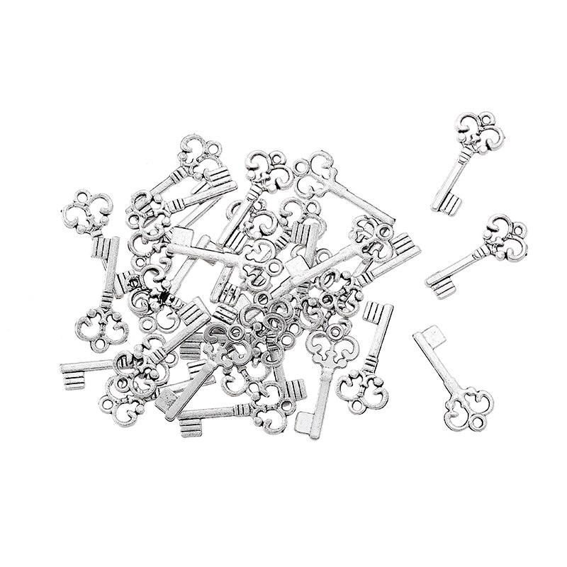 75 stks/partij Lichtmetalen Charms Hanger sleutel verzilverd 21*10mm Sieraden Maken DIY Charms Handgemaakte Ambachten 34179B