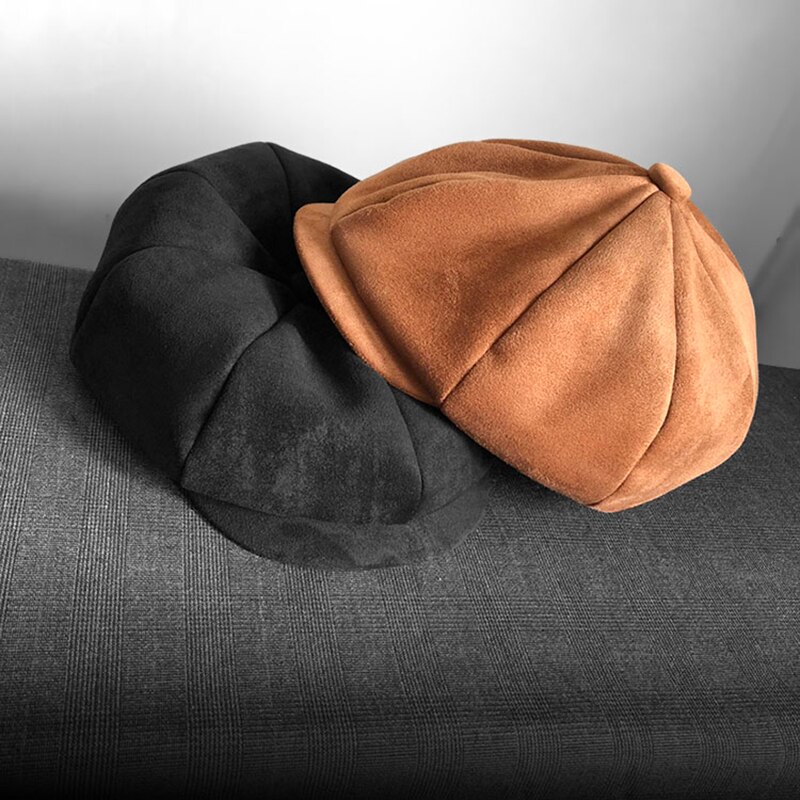 Top grade ruskind retro nyhedsdreng hætter herre overdimensioneret hovedomkreds flade hætter kvinder british gatsby cap efterår vinter hat blm 223