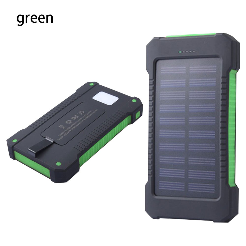 Floveme Draagbare Solar Waterdichte Power Bank Led Licht 2 Usb Externe Batterij Draagbare Oplader Voor Telefoon 8000 Mah Powerbank solar power bank powerbank: green