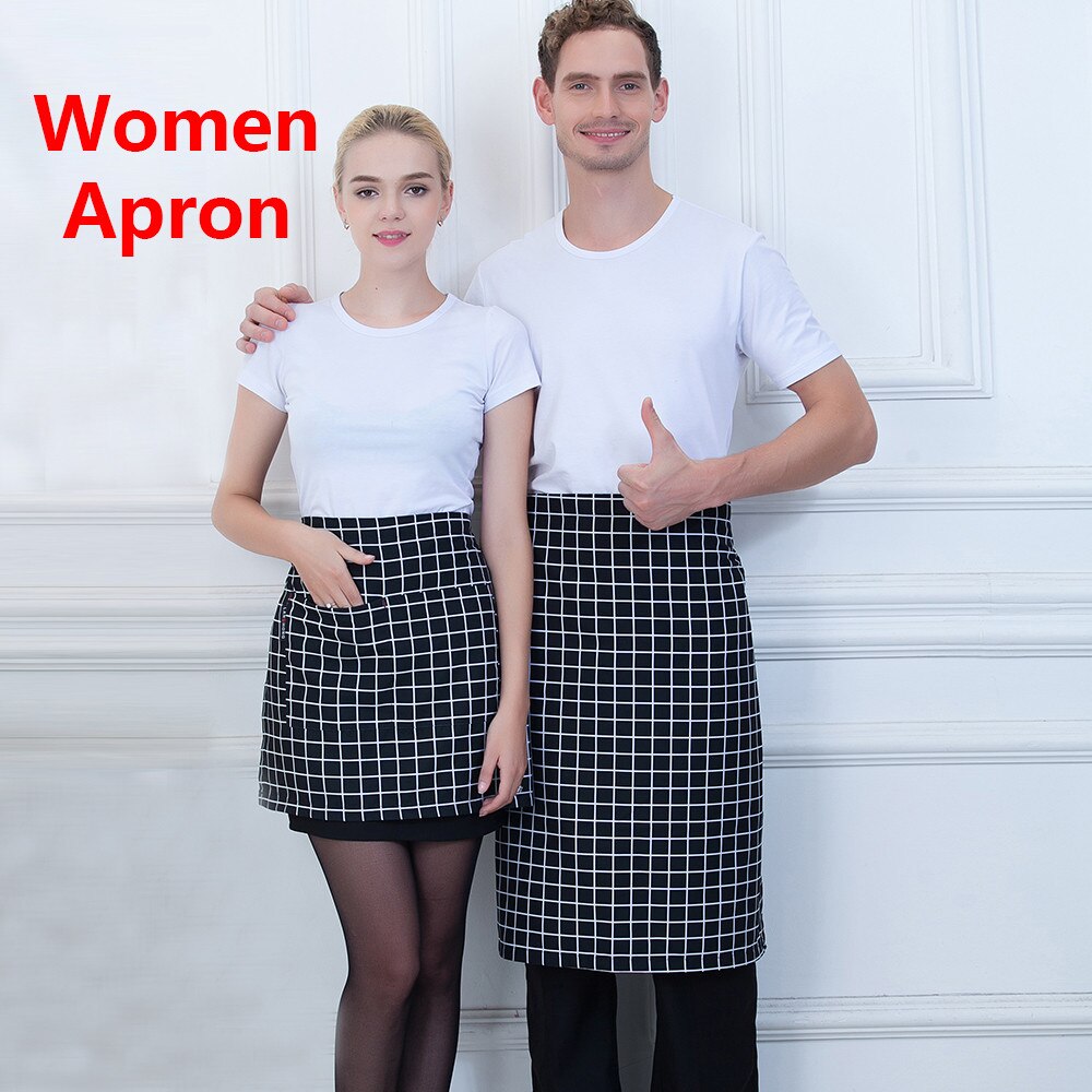 Rutigt tryck matservice restaurang café bageri servitör kock halvförkläde kök matlagning arbetskläder uniform: Kvinnor 1