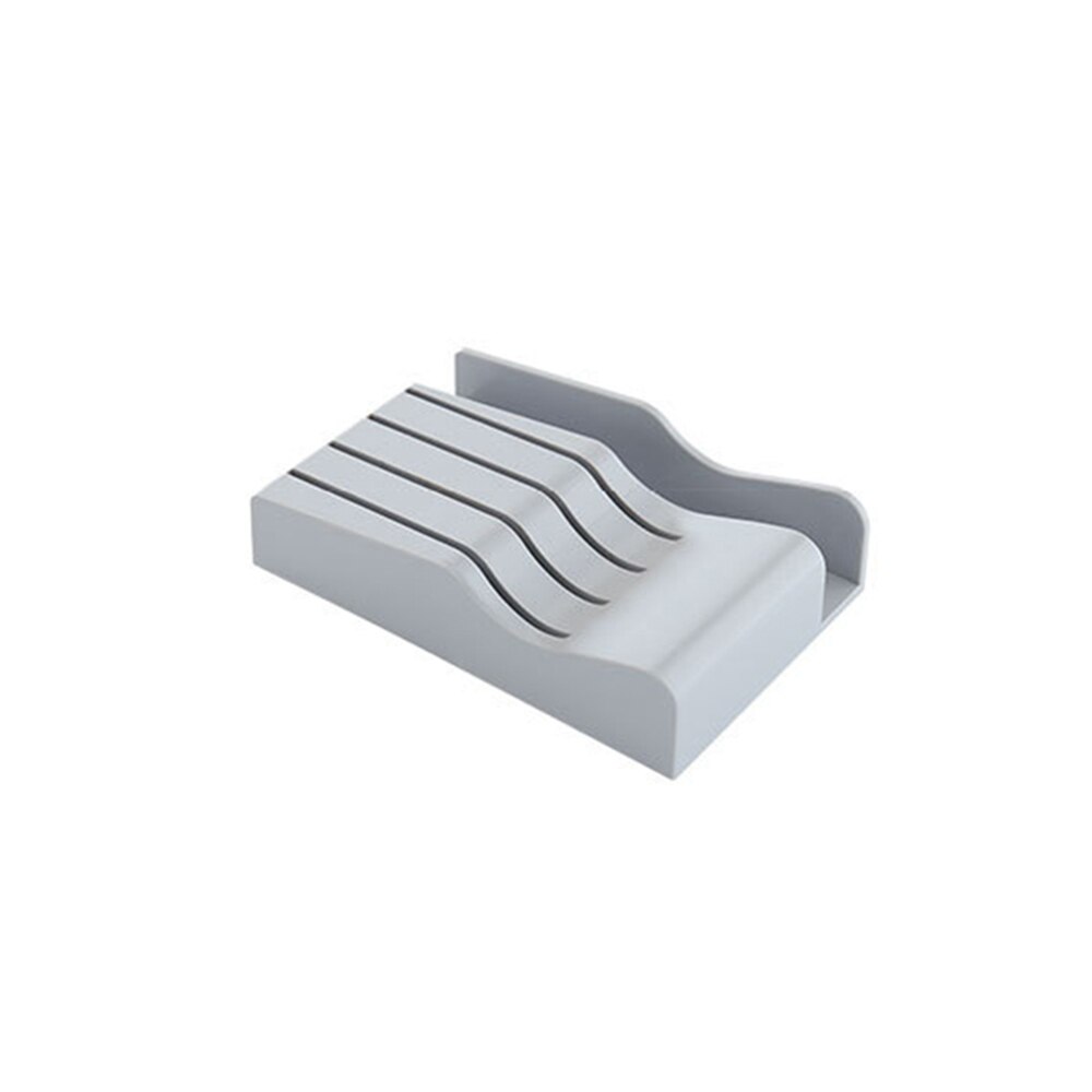 Knife Block Holder Plastic Cutlery Drawer Organizer Tray Knives Utensil Rack Universal Knife Stand Organizer Kitchen Storage: Grey