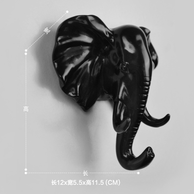 3D dierenkop muur haken Goud Herten muur haak woonaccessoires resin coat hook pared Haken voor badkamer: black Elephant