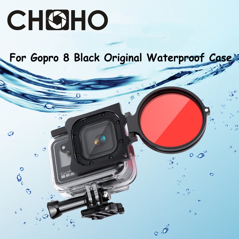 Voor Gopro 8 Zwarte Accessoires Close Up Filter + 16 Macro Rood Paars 58Mm Duiken Onderwater Voor Go Pro 8 Originele Waterdichte Case